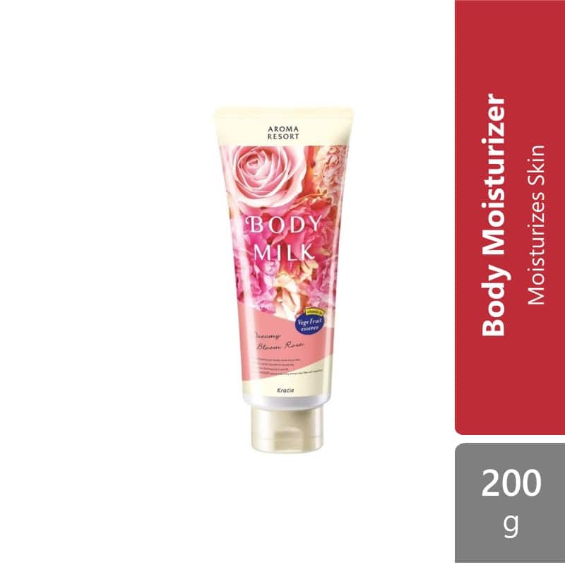 kracie-aroma-resort-body-milk-200g-dreamy-bloom-rose-happy-sweet-peach-fantasic-berry-fine-apple-gardenia-rose