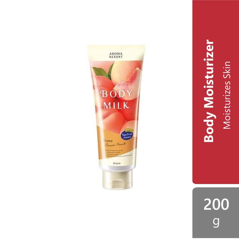 kracie-aroma-resort-body-milk-200g-dreamy-bloom-rose-happy-sweet-peach-fantasic-berry-fine-apple-gardenia-peach