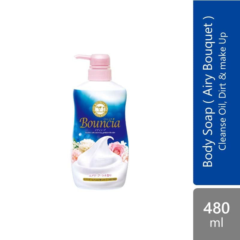 bouncia-body-soap-pump-480ml-airy-bouquet-white-soap-remove-oil-dirt-make-up product image 1