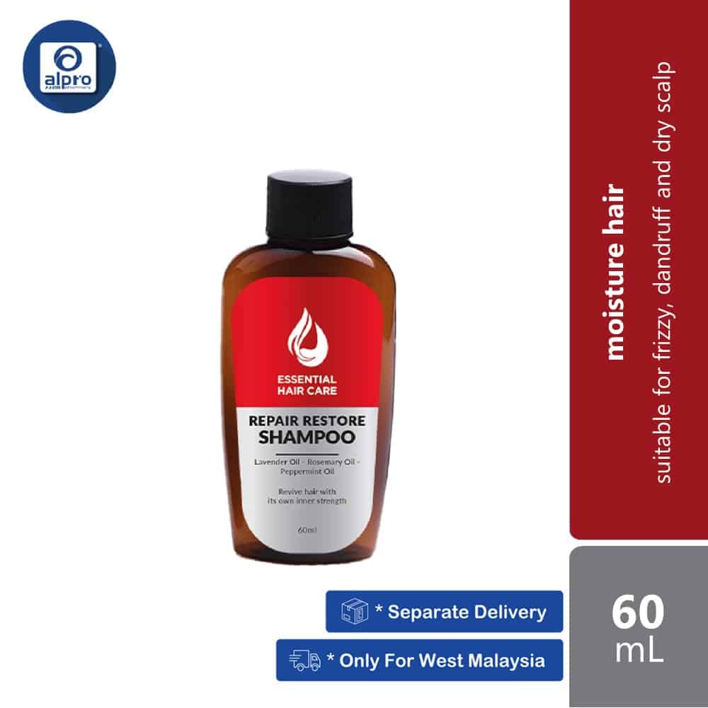 essential-shampoo-repair-restore-shampoo-60ml-300ml-suitable-for-frizzy-dandruff-and-dry-scalp