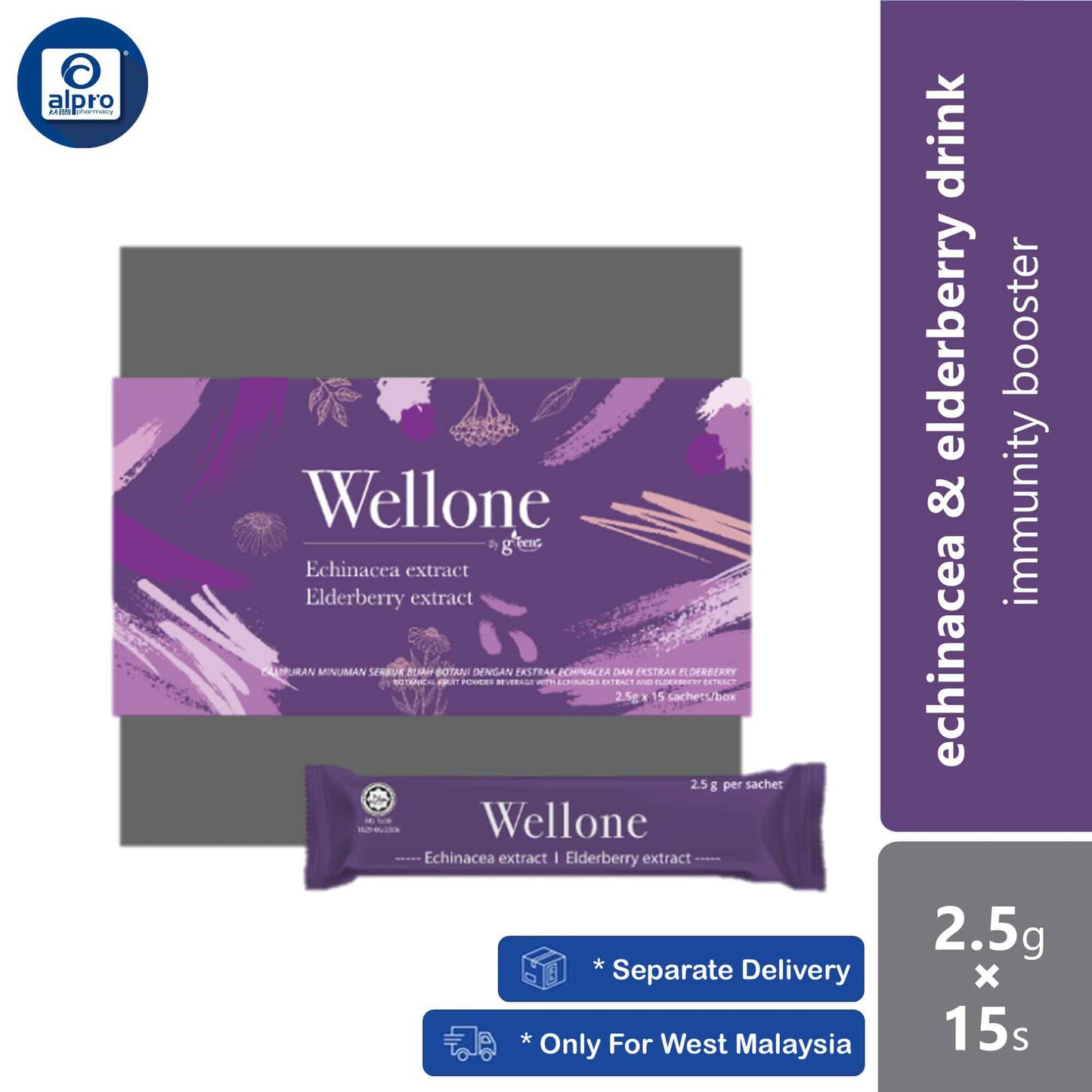 greens-wellone-echinacea-mixed-berries-drink-2-5g-x15s-maintain-healthy-gut