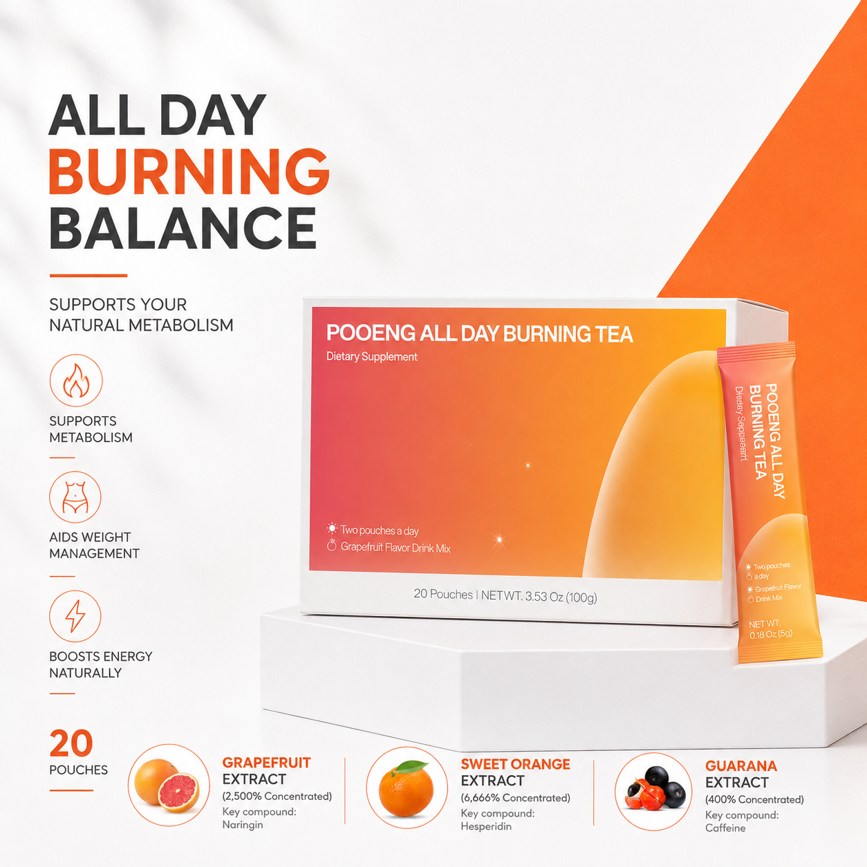 Pooeng All Day Burning Tea 5g ×20s | Optimal For Daily Weight Control