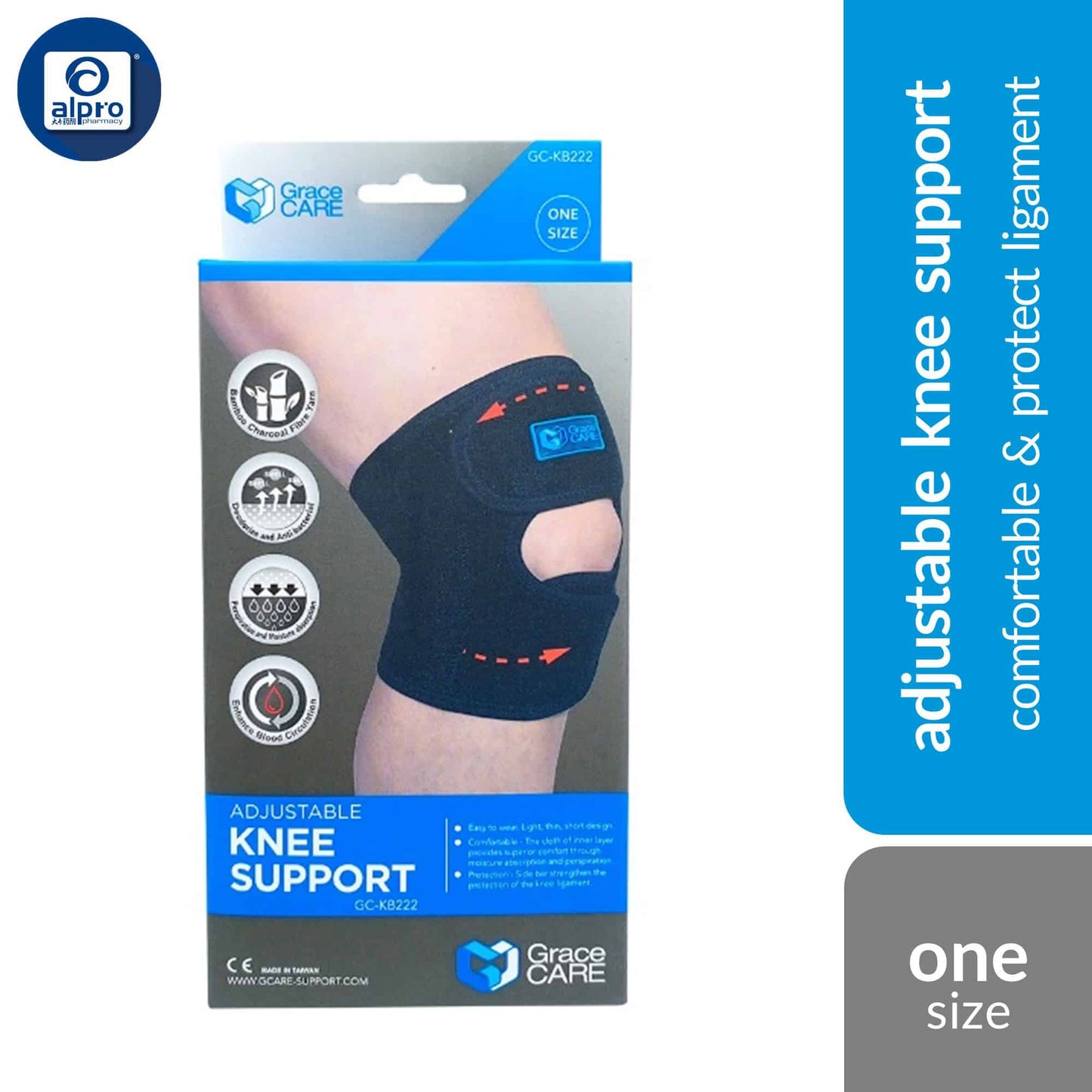 grace-care-adjustable-knee-support-kb222-free-size-comfortable-protect-ligament
