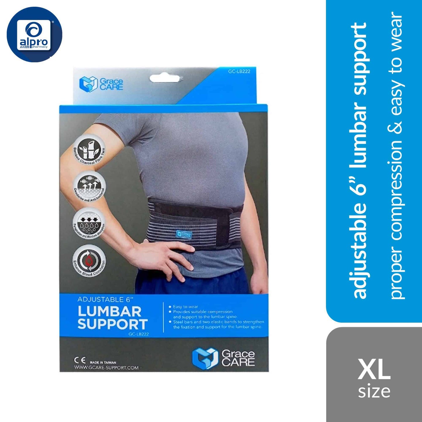 grace-care-adjustable-6-lumbar-support-lb222-size-s-m-l-xl-proper-compression-easy-to-wear-xl