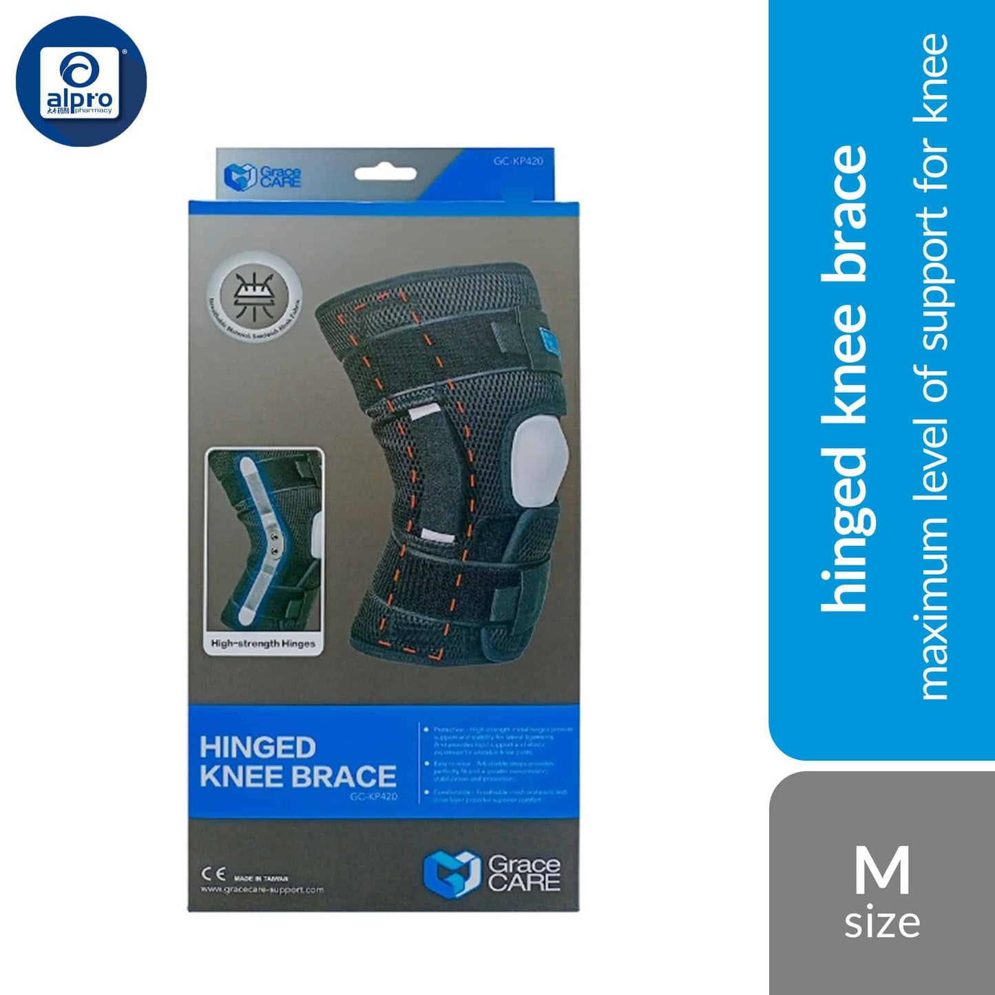 grace-care-hinged-knee-brace-kp420-size-s-m-l-xl-maximum-level-of-support-for-knee product image 1