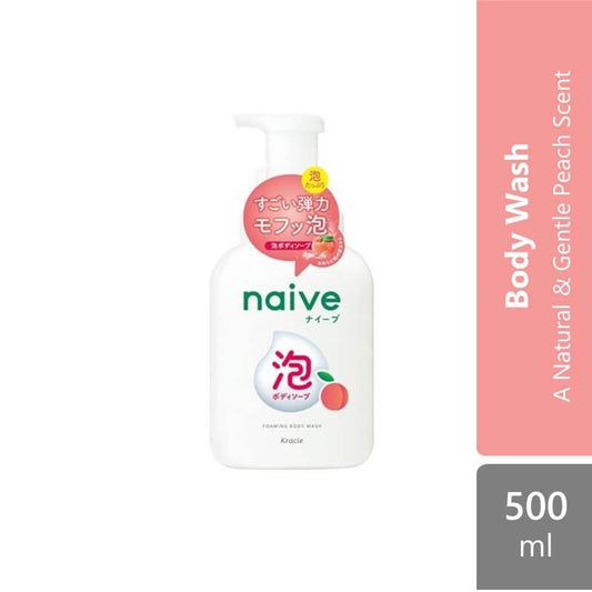 kracie-naive-foaming-body-wash-500ml-peach-leaf-extract-pump-yellow-peach