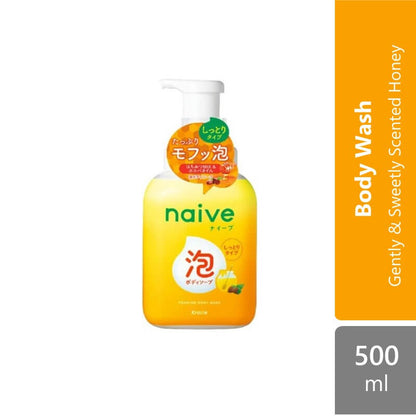 kracie-naive-foaming-body-wash-500ml-peach-leaf-extract-pump-yellow-pump