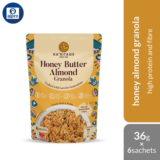 haritage-honey-butter-almond-granola-216g-36g-x6s-high-protein-and-high-fibre