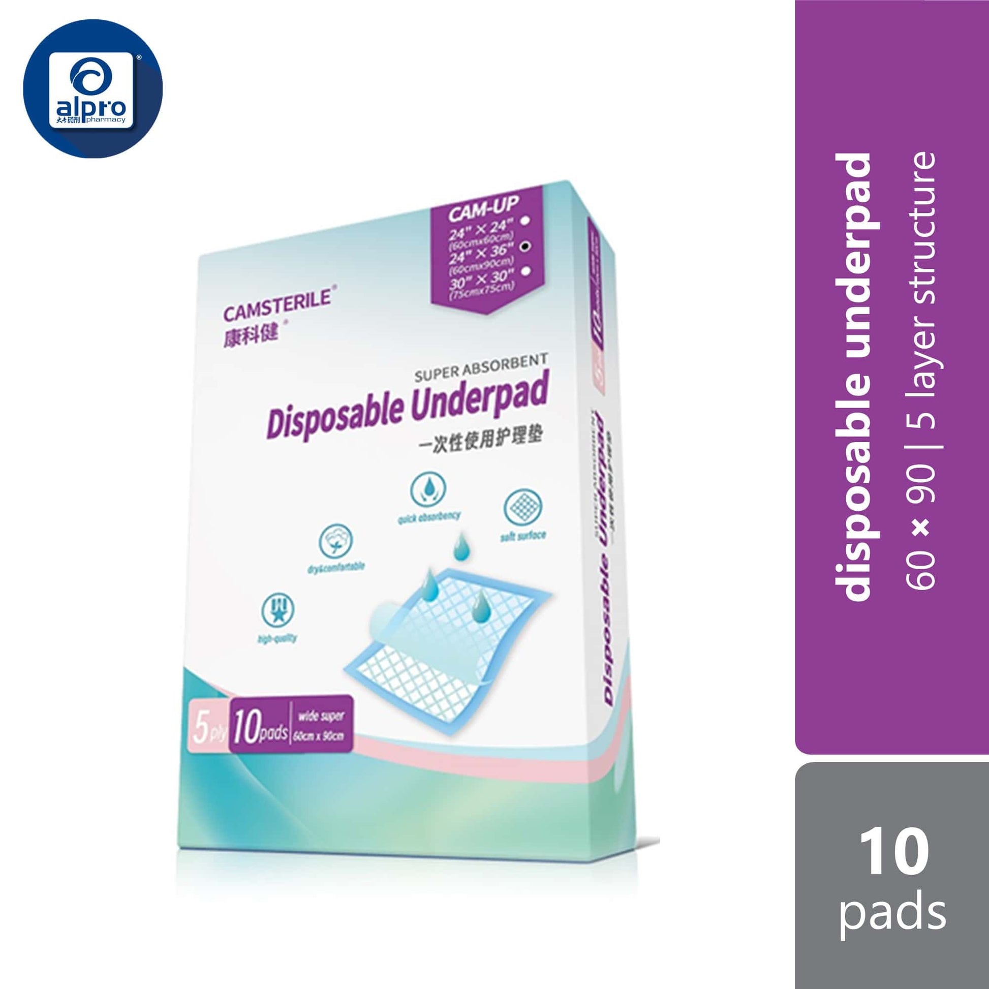 camsterile-underpad-75cmx75cm-60cmx90cm-design-for-rapid-fluid-distribution-60cm-x-90cm