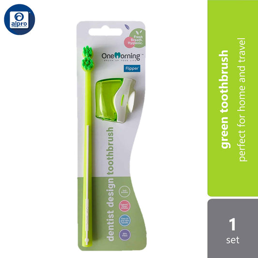 one-morning-combo-toothbrush-green-purple-blue-red-1s-perfect-for-home-and-travel-green