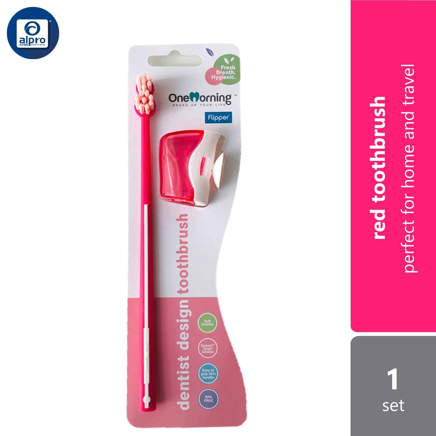 one-morning-combo-toothbrush-green-purple-blue-red-1s-perfect-for-home-and-travel-red
