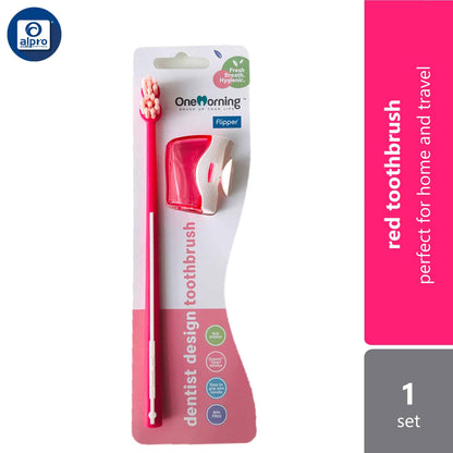 one-morning-combo-toothbrush-green-purple-blue-red-1s-perfect-for-home-and-travel-red