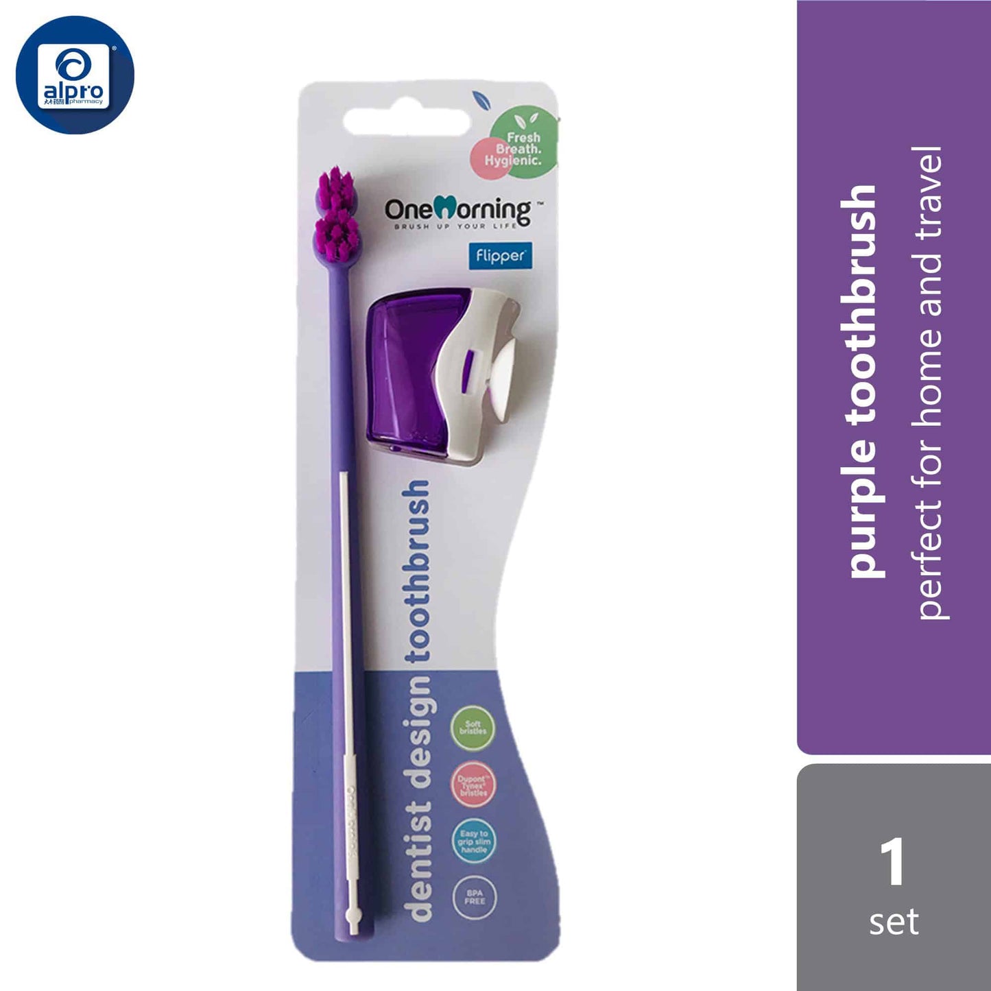 one-morning-combo-toothbrush-green-purple-blue-red-1s-perfect-for-home-and-travel-purple
