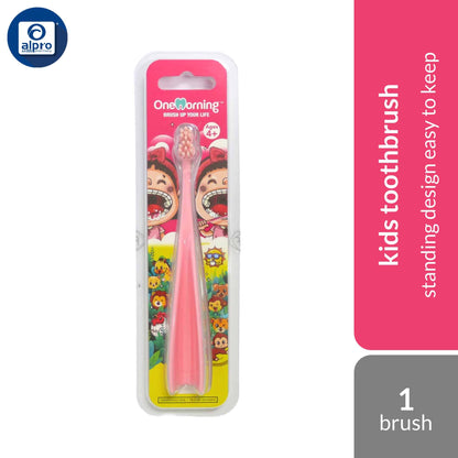 one-morning-tri-kids-toothbrush-blue-pink-1s-standing-design-easy-to-keep-brush-upright-pink