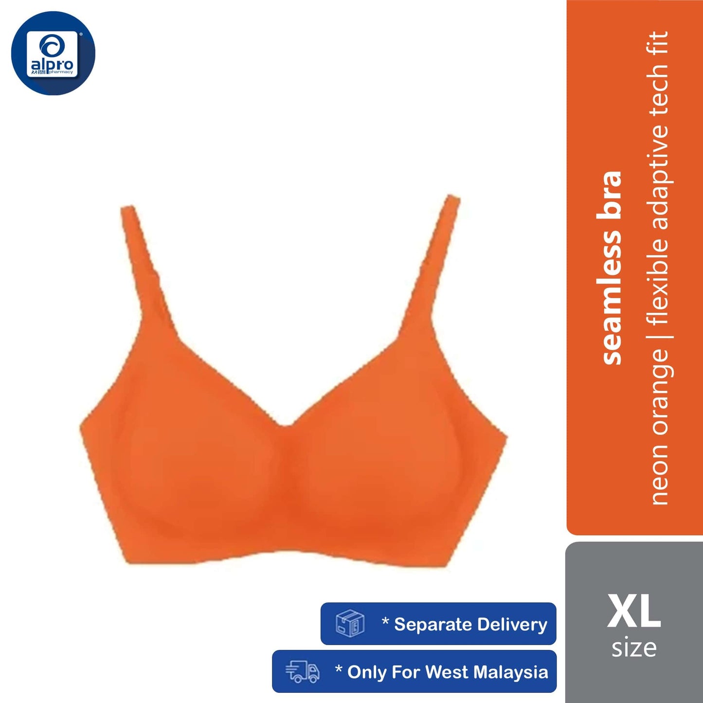 crown-seamless-bra-neon-orange-size-s-m-l-xl-flexible-adaptive-tech-fit-xl
