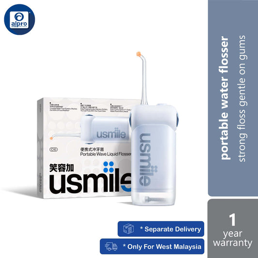 usmile-c10-portable-dental-flosser-blue-white-strong-floss-gentle-on-gums-blue