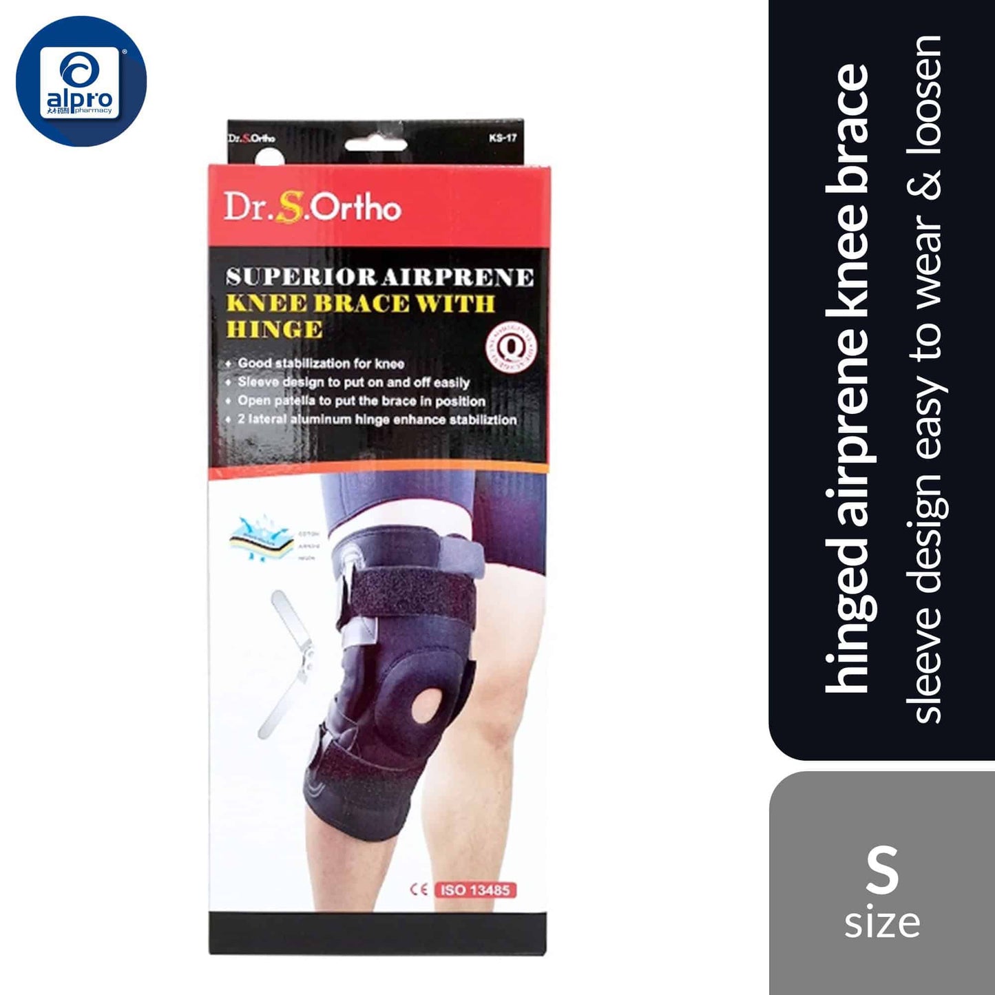 dr-s-ortho-superior-airprene-knee-brace-with-hinge-ks-17-size-s-m-l-xl-xxl-sleeve-design-easy-to-wear-loosen product image 1