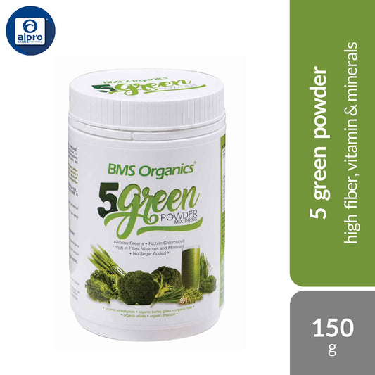 bms-organics-organic-5-green-powder-150g-high-fiber-vitamin-minerals