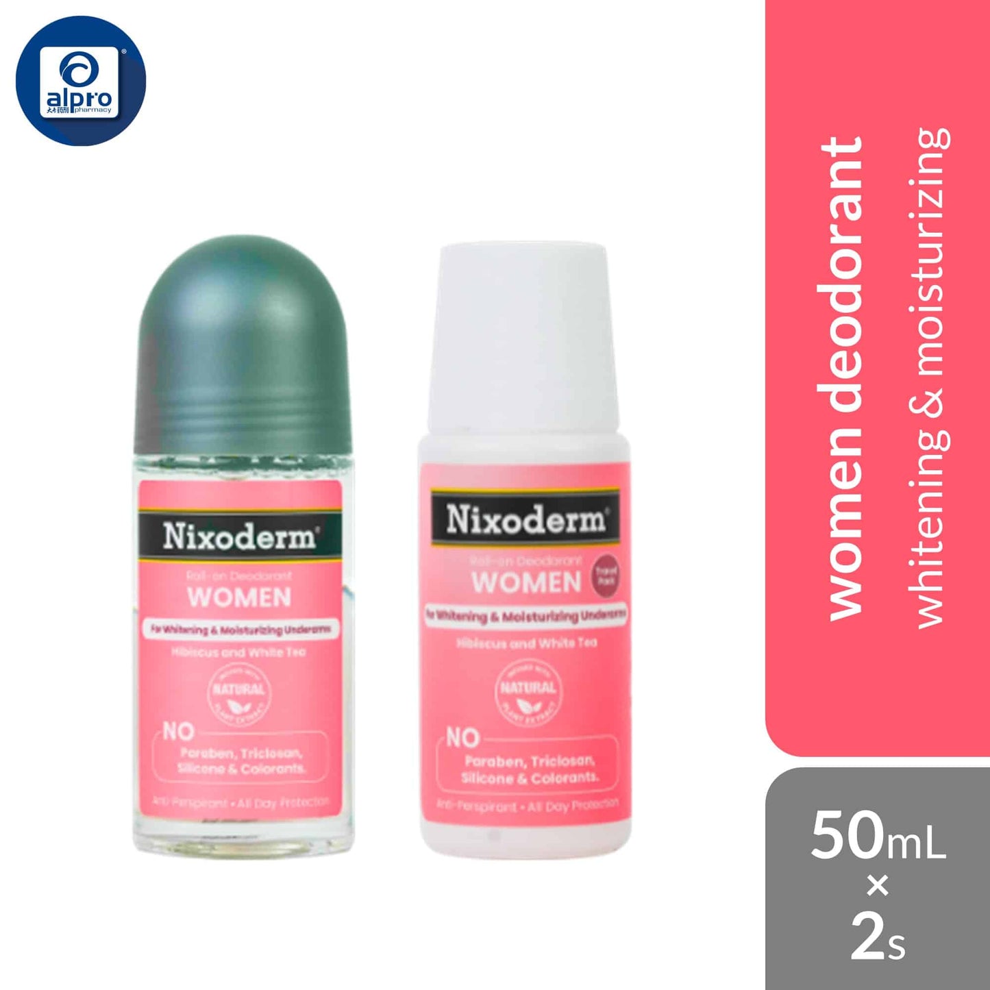 nixoderm-deodorant-for-men-50ml-x2s-whitening-moisturizing product image 1