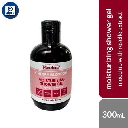nixoderm-moisturizing-shower-gel-rose-lemongrass-cherry-blossom-300ml-pleasant-natural-scented-shower-gel product image 1