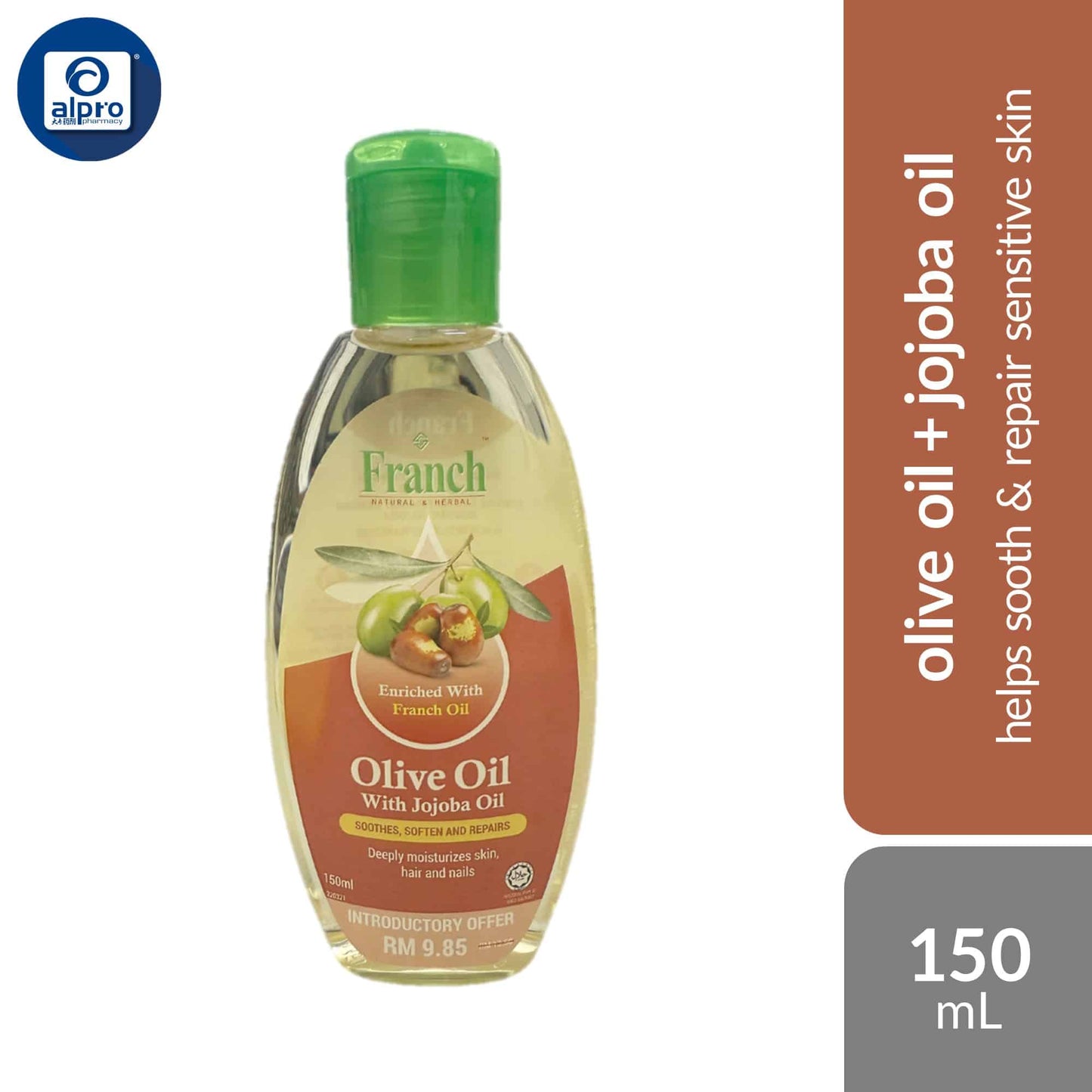 franch-olive-oil-avocado-oil-jojoba-oil-sweet-almond-oil-150ml-helps-in-repair-damaged-skin-hair product image 1