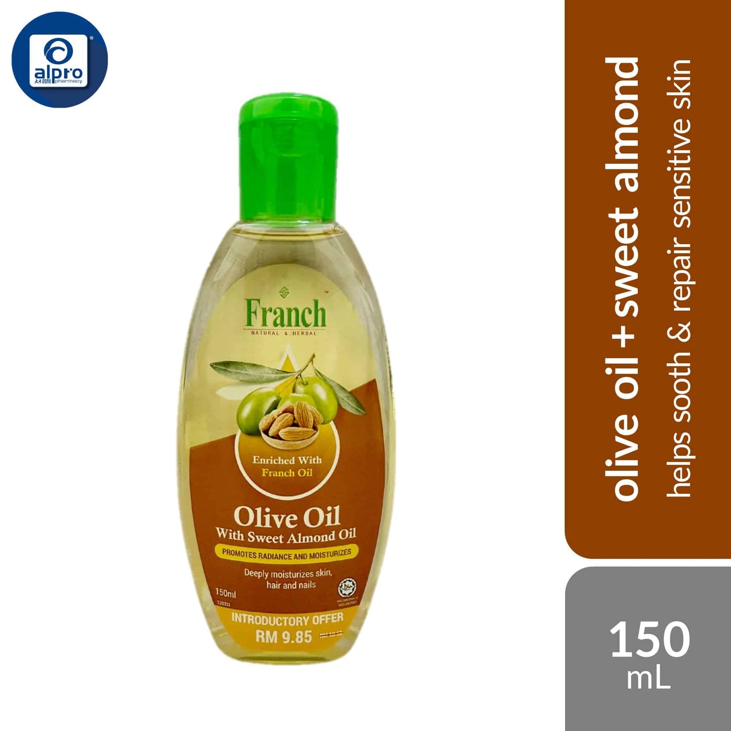 franch-olive-oil-avocado-oil-jojoba-oil-sweet-almond-oil-150ml-helps-in-repair-damaged-skin-hair product image 1