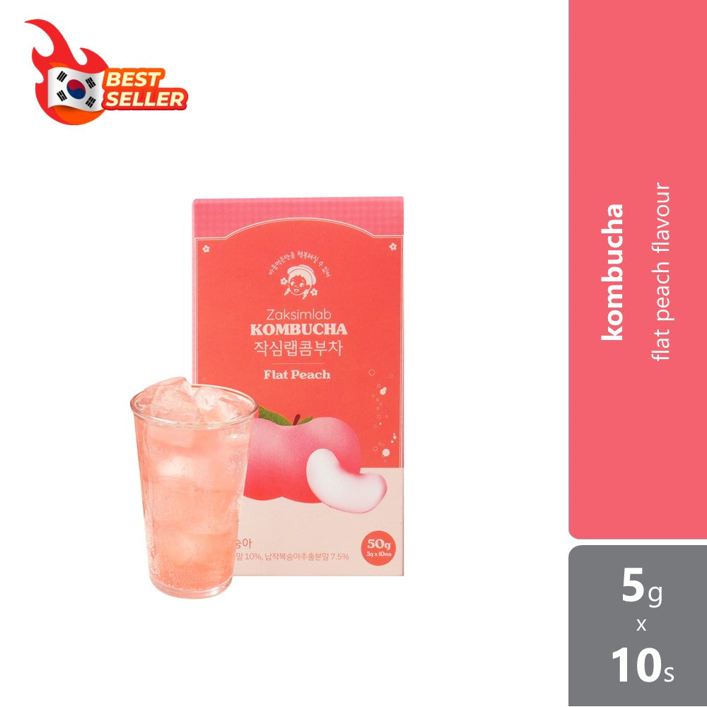 Zaksimlab Kombucha - Flat Peach Flavour 5g ×10s | Rich Kombucha Flavour