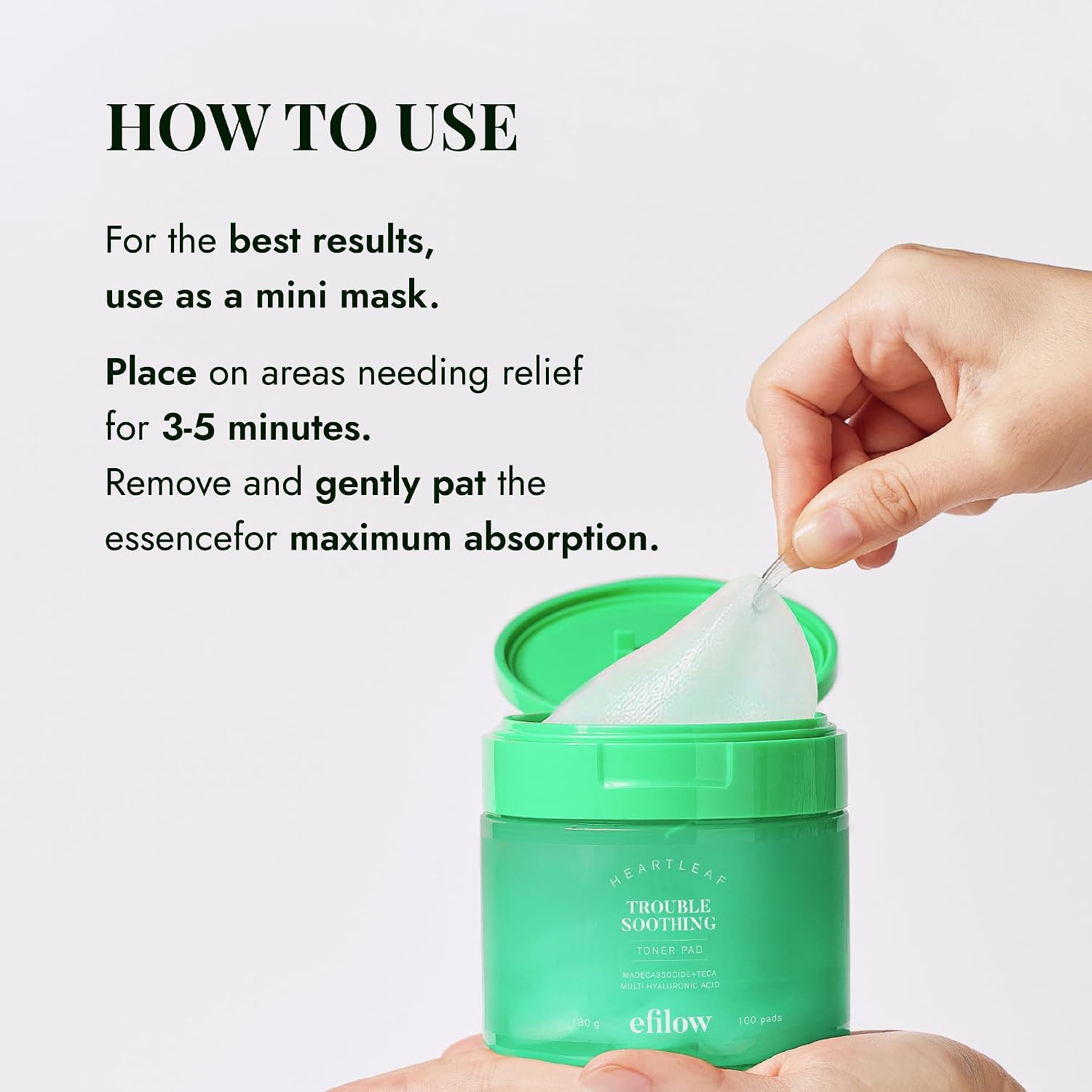 efilow Heartleaf Madecassoside Trouble Soothing Pad 100s | Non-Irritant Vegan Toner Pad