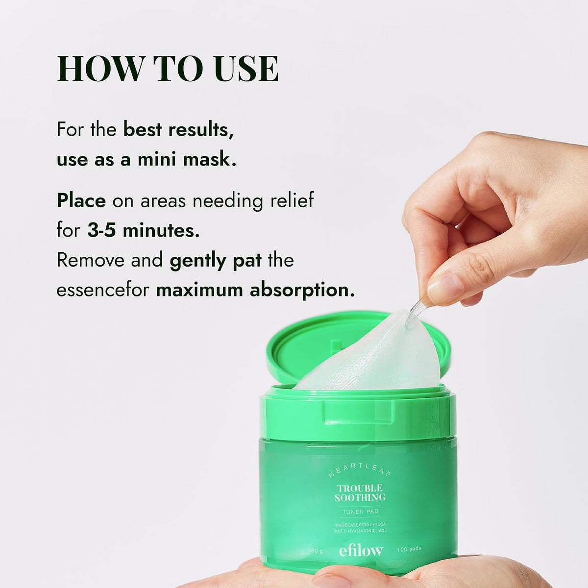 efilow Heartleaf Madecassoside Trouble Soothing Pad 100s | Non-Irritant Vegan Toner Pad