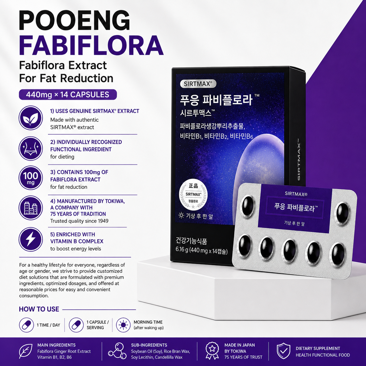Pooeng Fabiflora 440mg ×14s | Fabiflora Extract For Fat Reduction