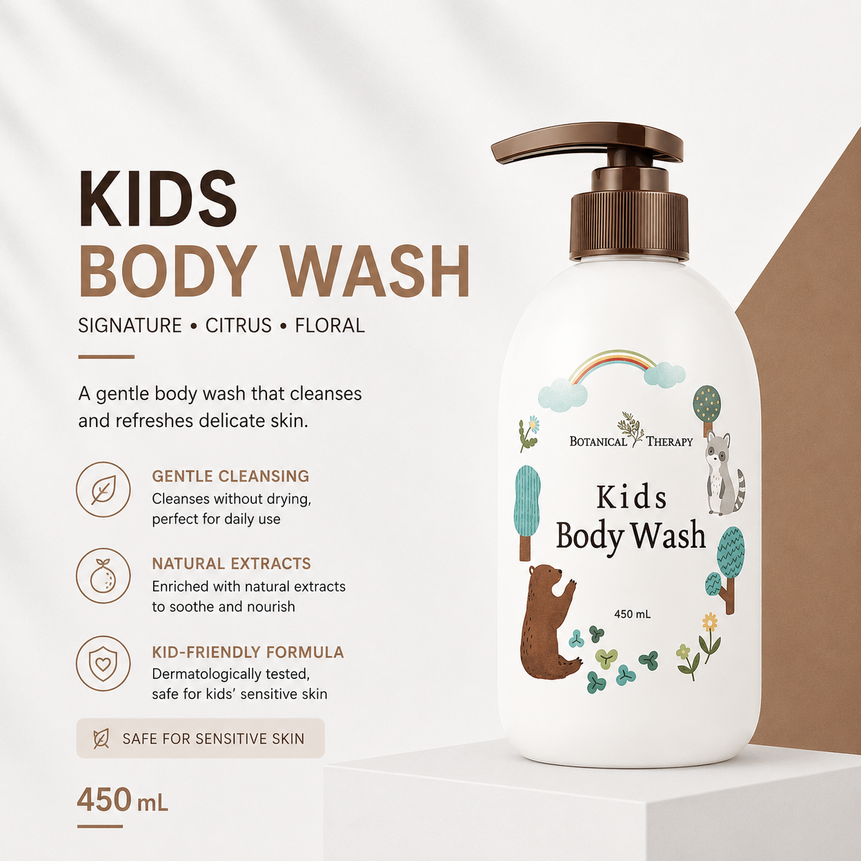 Botanical Therapy Kids Body Wash Citrus & Floral 450mL | Signature Citrus & Floral Scent