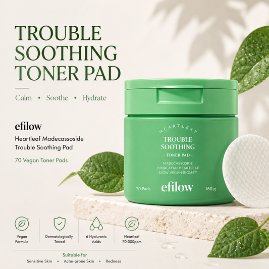 efilow Heartleaf Madecassoside Trouble Soothing Pad 100s | Non-Irritant Vegan Toner Pad