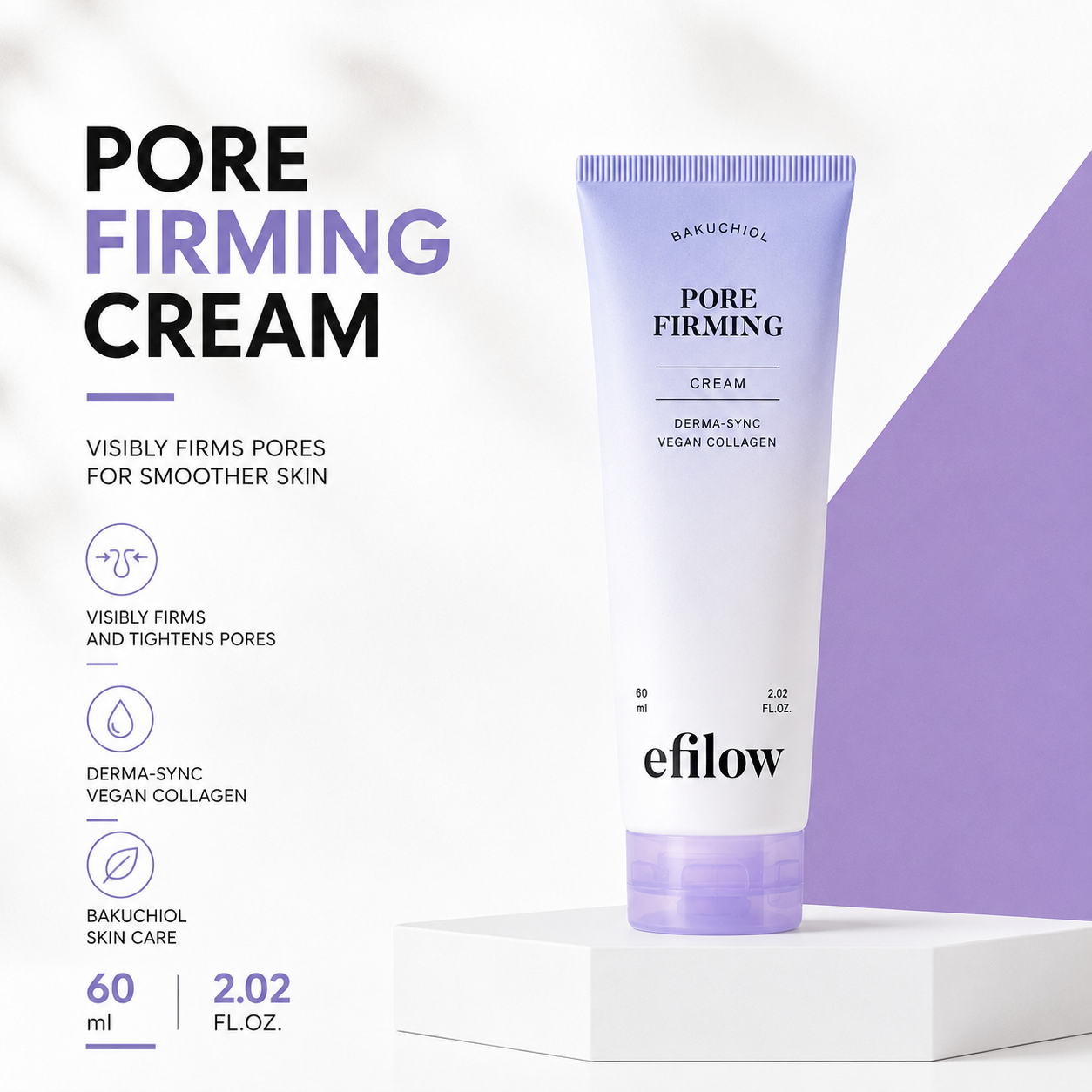 efilow Bakuchiol Derma-Sync Pore Firming Cream 60mL | Infused With Peptide & Collagen