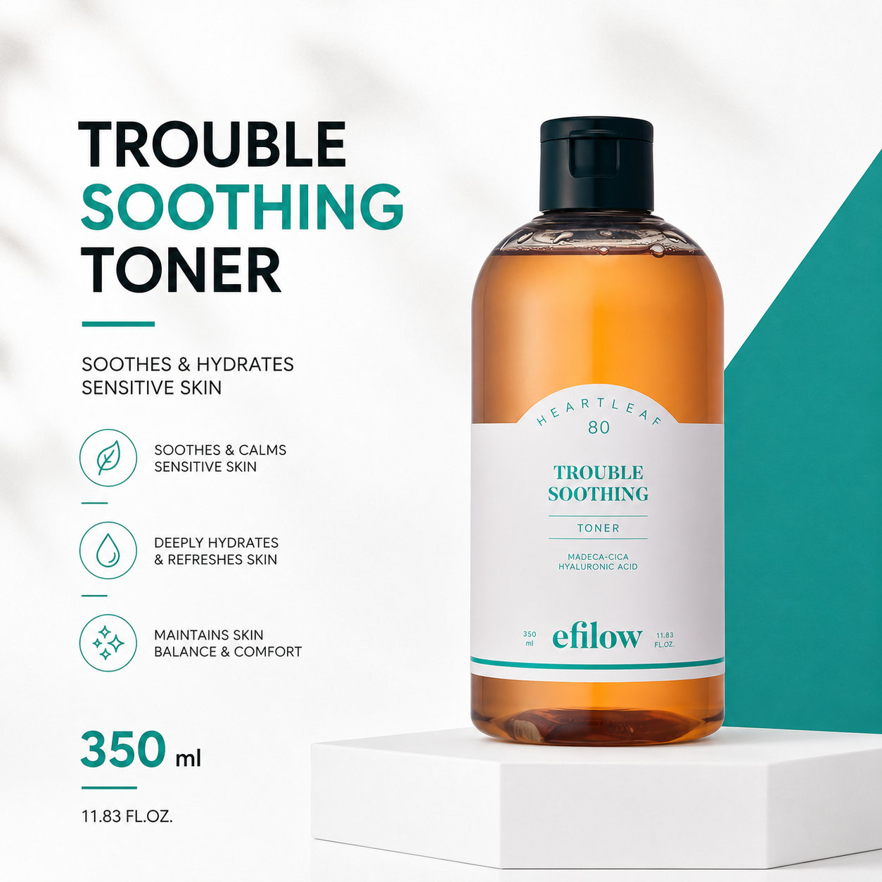 efilow Heartleaf 80 Hyalu-Cica Trouble Soothing Toner 300mL | Balances Skin Oil