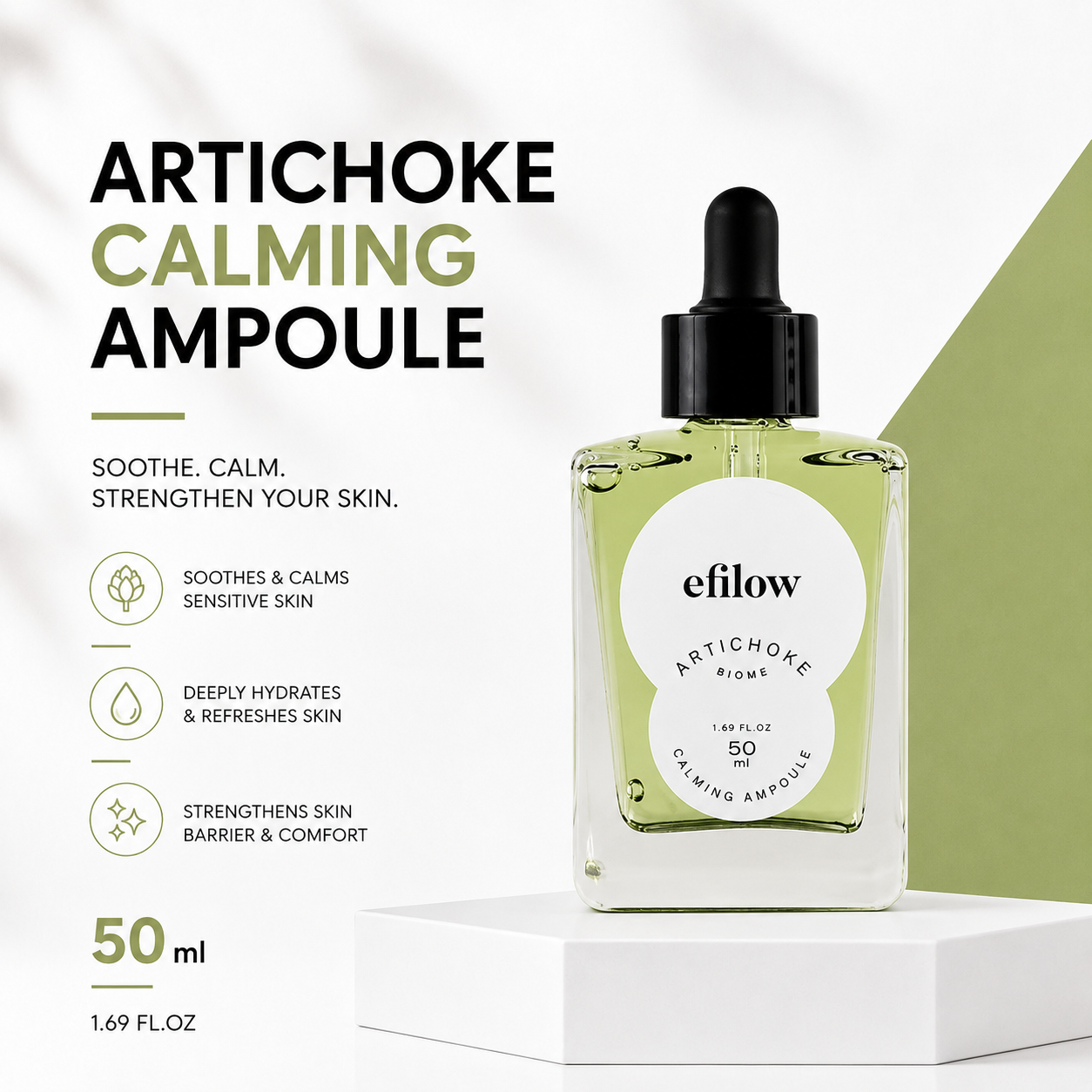 efilow Artichoke Biome Calming Ampoule 50mL | Soothe Skin & Boosts Skin Condition