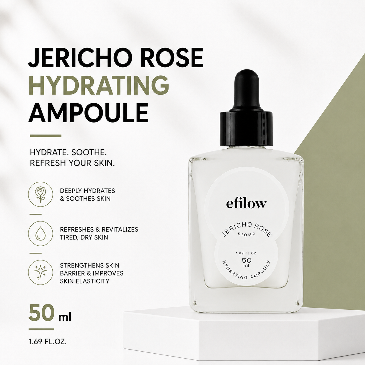 efilow Jericho Rose Biome Hydrating Ampoule 50mL | Replenish Skin Moisture & Elasticity