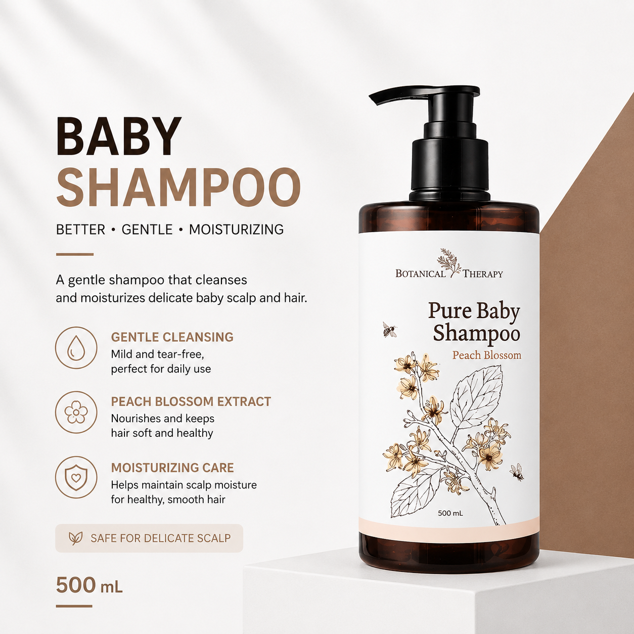 Botanical Therapy Baby Shampoo Peach Blossom 500mL | Better Skin Moisturizing