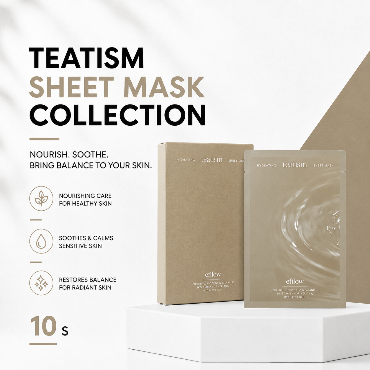 efilow Hydrating Teaism Sheet Mask 10s | Replenish Dry Skin & No Blemishes