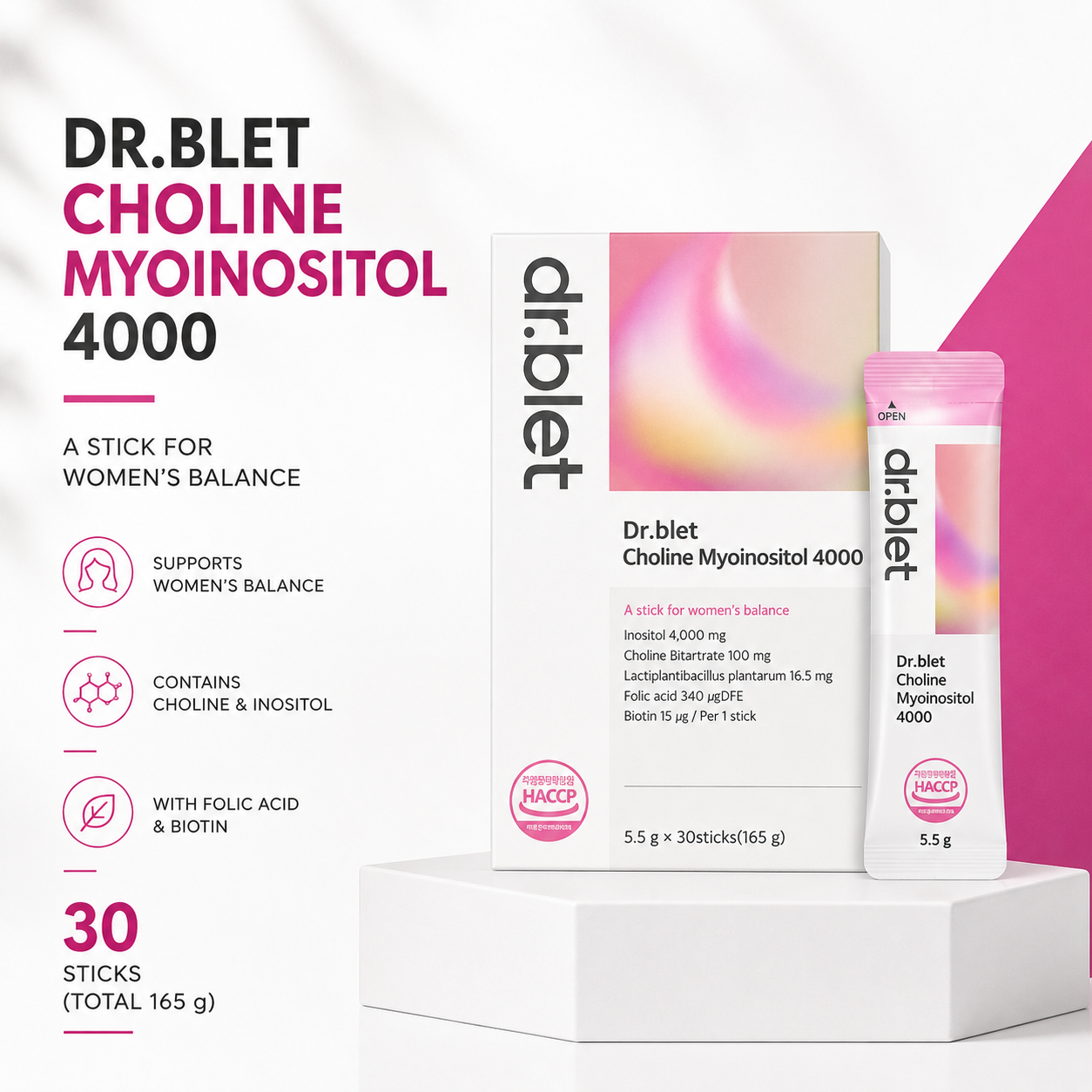 Dr.Blet Choline Myo-Inositol 4000 30s | High Potency Supplement For Women