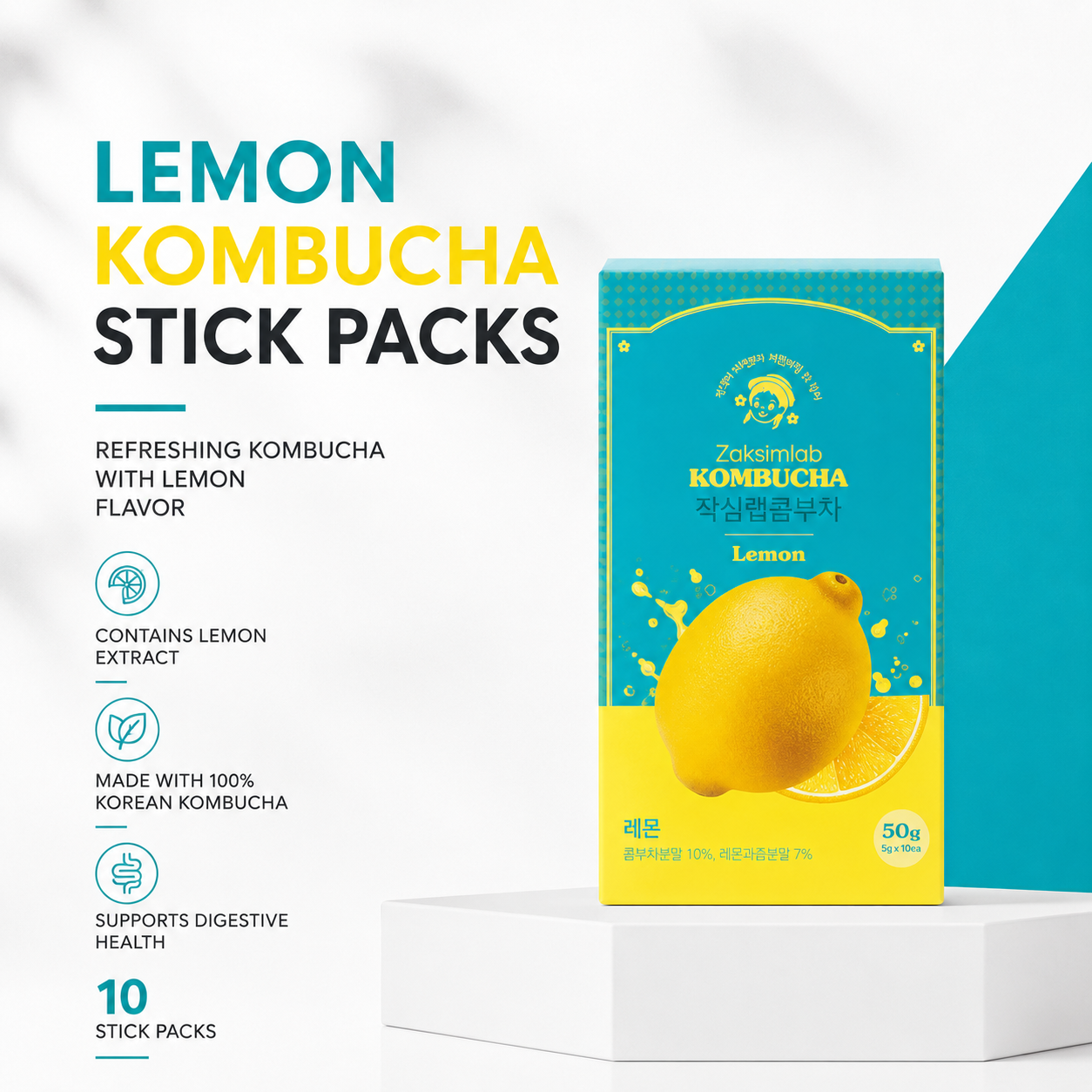 Zaksimlab Kombucha - Lemon Flavor 5g ×10s | Rich Kombucha Flavour