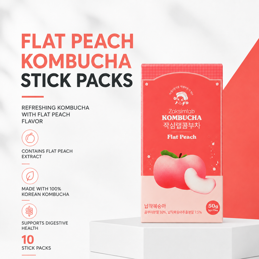 Zaksimlab Kombucha - Flat Peach Flavour 5g ×10s | Rich Kombucha Flavour