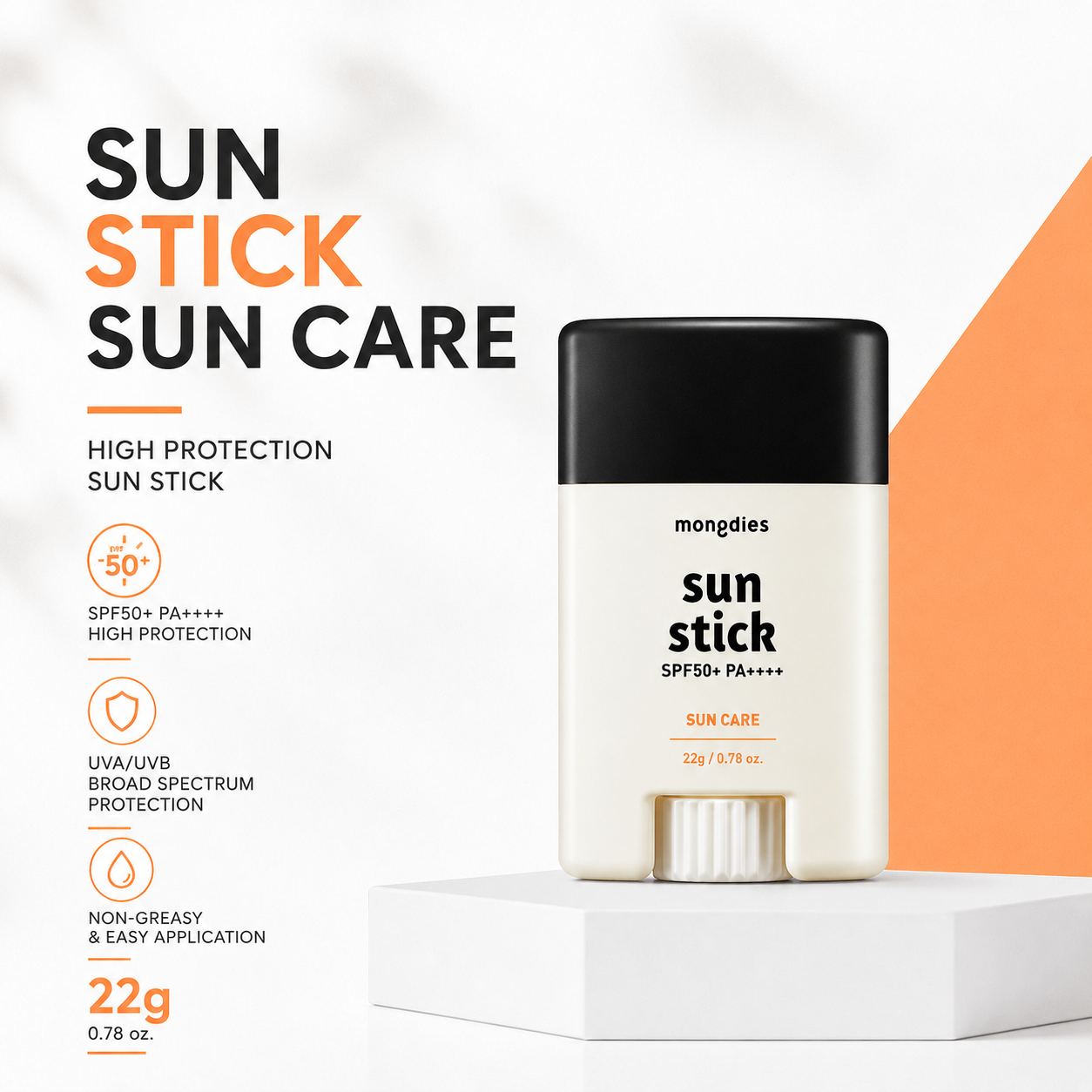 mongdies Excellent Sun Stick SPF50+ PA+++ 22g | Smooth UV Defence
