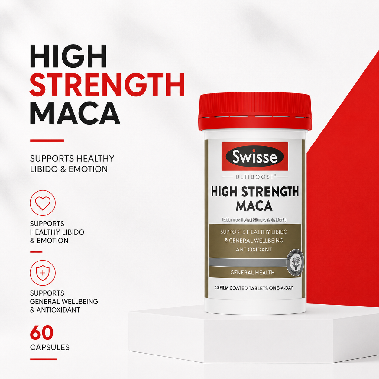 Swisse Ultiboost High Strength Maca 60 Tablets | Support Healthy Libido & Emotion