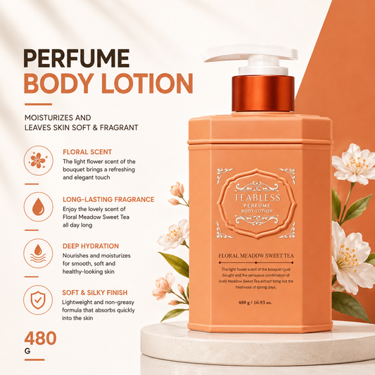 Teabless Floral Meadowsweet Tea Perfume Body Lotion 480g | Soothing and Moisturizing